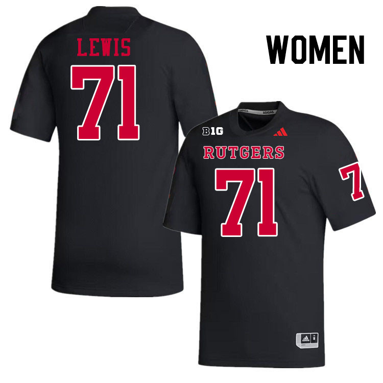 Women #71 Aaron Lewis Rutgers Scarlet Knights 2024 College Football Jerseys Stitched-Black